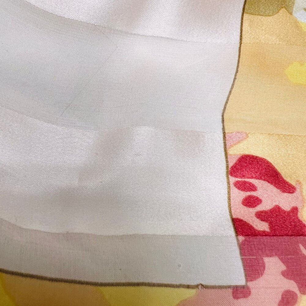 Yves Saint Laurent Scarf Chiffon/Satin Lg 34" 100% Silk light pink Floral (31 - Picture 12 of 13